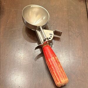 Vintage Ice Cream Scoop with Red Wood Handle